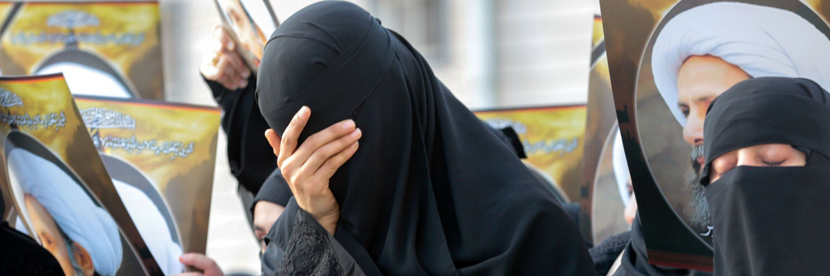 Una mujer chií saudí durante una protesta por la ejecución del clérigo chií Nimr al Nimr. STR/AFP/Getty Images