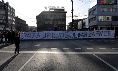 Protesta ciudadana contra el Gobierno bosnio en Sarajevo. Elvis Barukcic/AFP/Getty Images