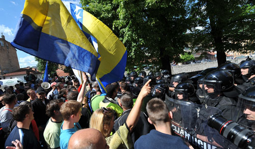 Protestas contra la élite política bosnia por fallar a la hora de abordar la pobreza. Elvis Barukcic/AFP/Getty Images