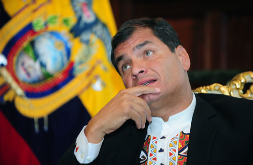 El presidente ecuatoriano, Rafael Correa, durante una entrevista en Quito. Rodrigo Buendía/AFP/Getty Images