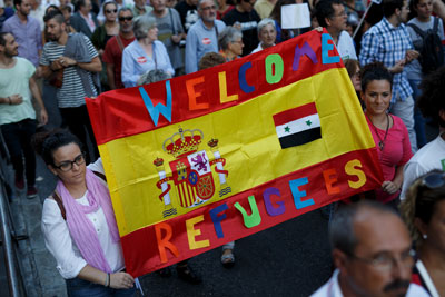 Manifestantes que muestran su apoyo a la llegada de refugiados a España. Pablo Blazquez Dominguez/Getty Images
