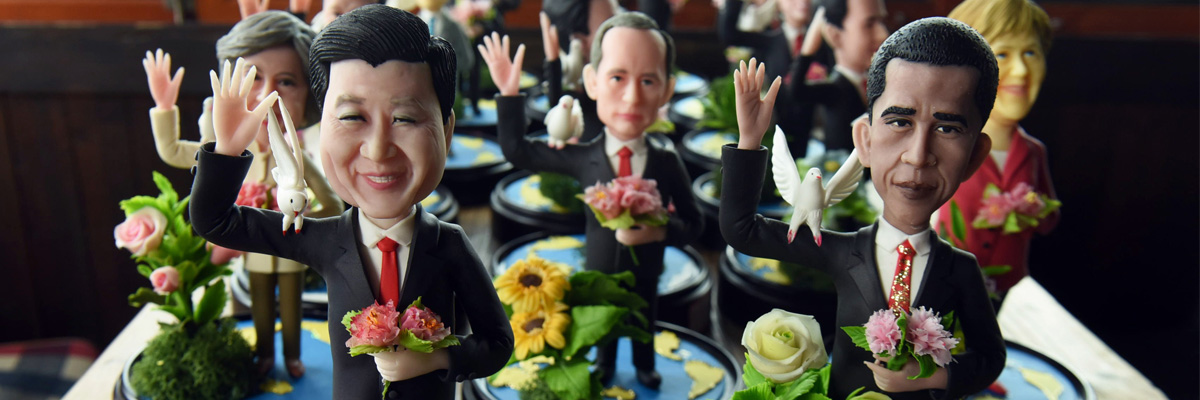 Figuritas de pasta de los líderes del G20 que acudirán a la Cumbre de Hangzhou, en China, los días 4 y 5 de septiembre de 2016 (STR/AFP/Getty Images).