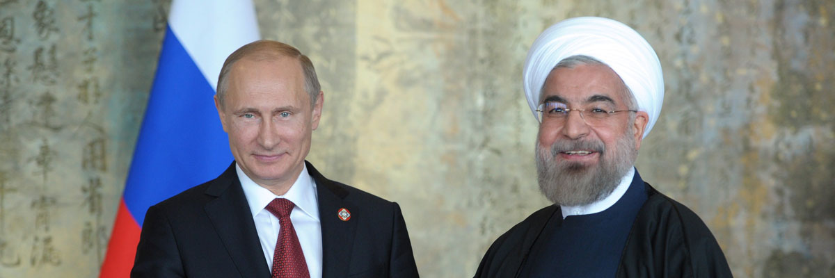  El presidente ruso, Vladímir Putin, y su homólogo iraní, Hasán Rohani, en un encuentro bilateral, mayo de 2014. Alexey Druzhinin/AFP/Getty Images 