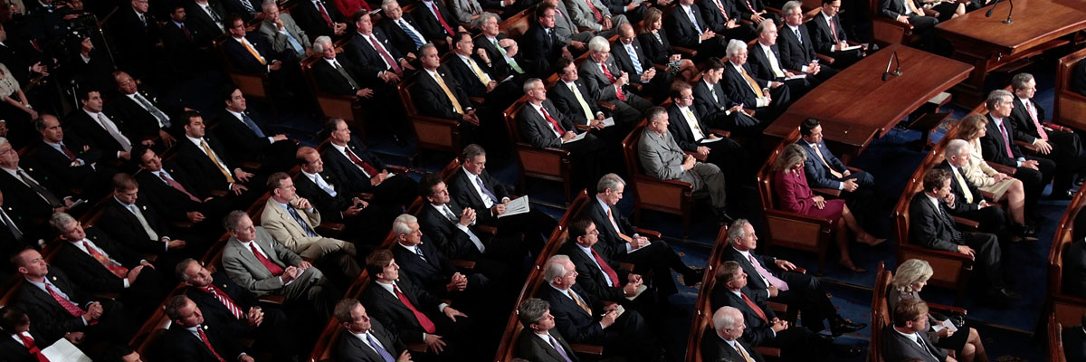 Miembros republicanos del Congreso estadounidense escuchan al presidente Barack Obama. Chip Somodevilla/Getty Images