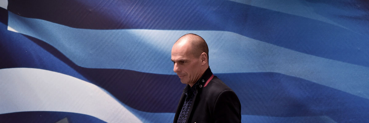 El ministro de Finanzas griego, Yanis Varoufakis, atiende a una ceremonia en Atenas, enero de 2015. Aris Messinis/AFP/Getty Images