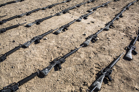 Rifles M16 de fabricación estadounidense en Kabul, Afganistán. Daniel Berehulak/Getty Images