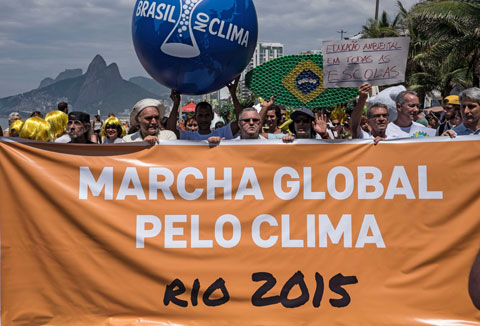 Una marcha por el clima en la ciudad brasileña de Rio de Janeiro, Christophe Simon/AFP/Getty Images