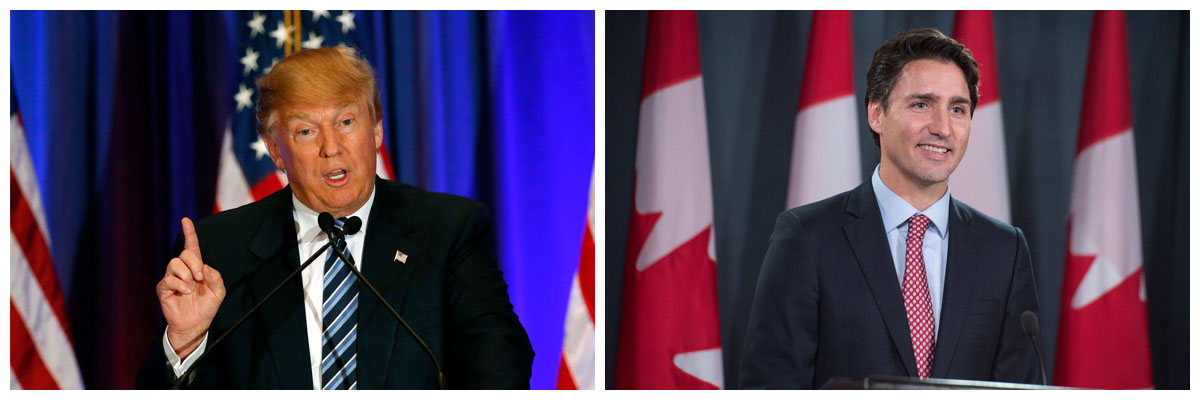 A la izquierda, el presidente electo de EE UU, Donald Trump, y a la derecha, el primer ministro canadiense, Justin Trudeau. Rhona Wise/ AFP/Getty Images Nicholas Kamm/AFP/Getty Images 