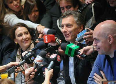 El actual jefe de gobierno de Buenos Aires, Maurizio Macri, al frente de la alianza PRO, en una rueda de prensa. Victoria Egurza/AFP/Getty Images