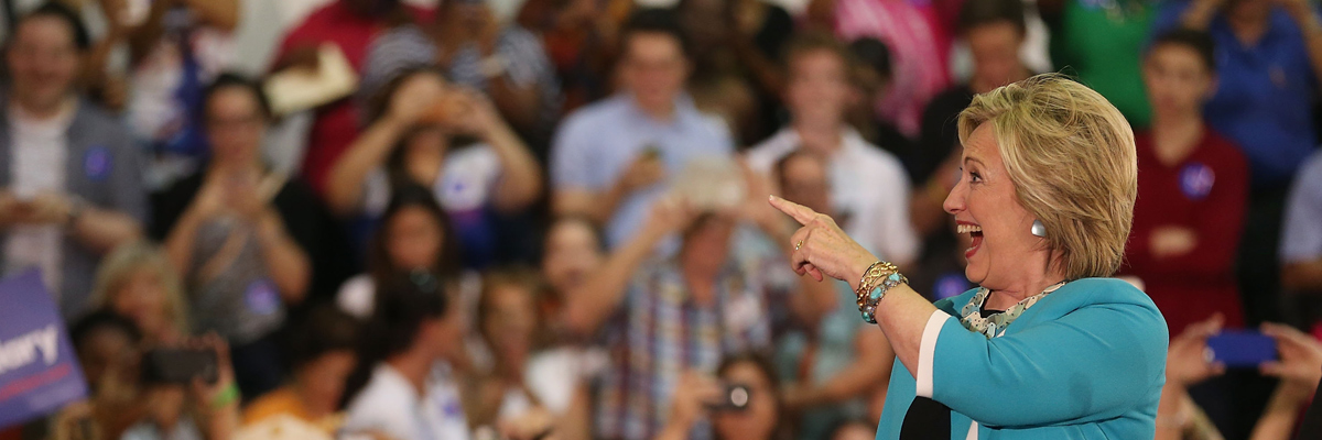 Hillary Clinton en un meeting en Broward College, A. Hugh Adams Central Campus, Florida. (Joe Raedle/Getty Images)