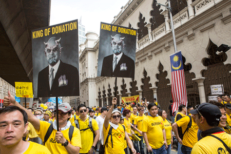 Manifestaciones del movimiento Bersih contra el primer ministro Najib Razak en Kuala Lumpur, Malasia. (Charles Pertwee/Getty Images)