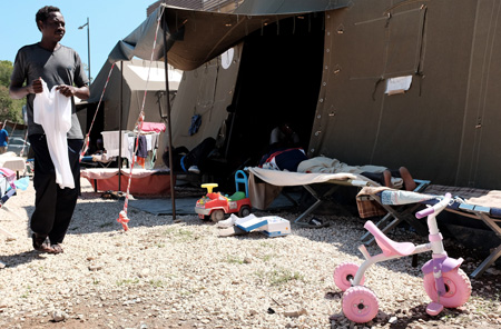 Un refugiado de Eritrea en el campo de Tiburtina, Roma. (Alberto Pizzoli/AFP/Getty Images)